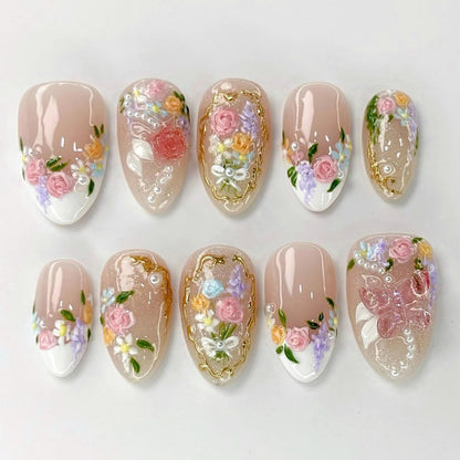 Secret Garden Flowers Press On Nails, Fairy Tale Inspired