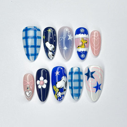 Snoopy Starry Night Pastel Cartoon Press On Nails