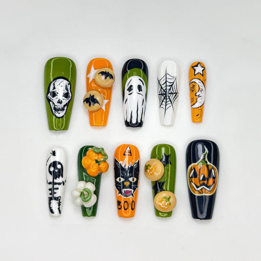 Spooky Halloween Press On Nails - Halloween 3D Spooky Press On Nails