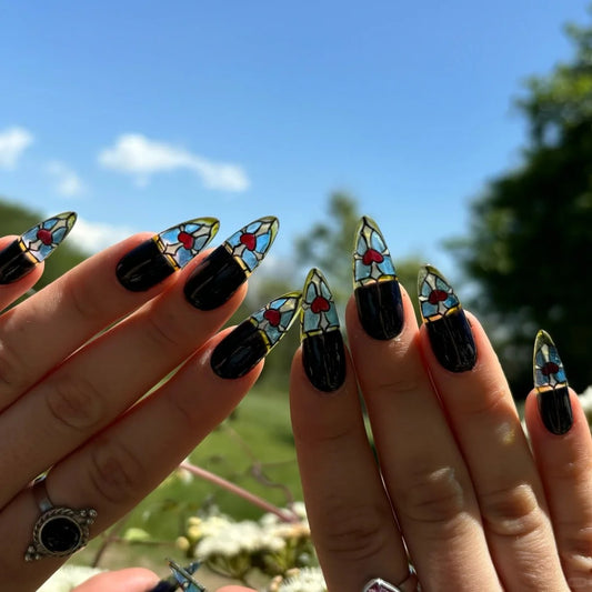 Stained Glass Heart Press On Nails