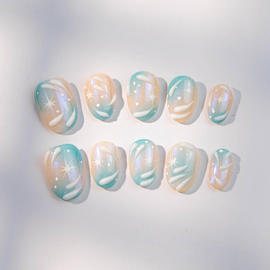 Starlight Gradient Press-On Nails with Celestial Glow