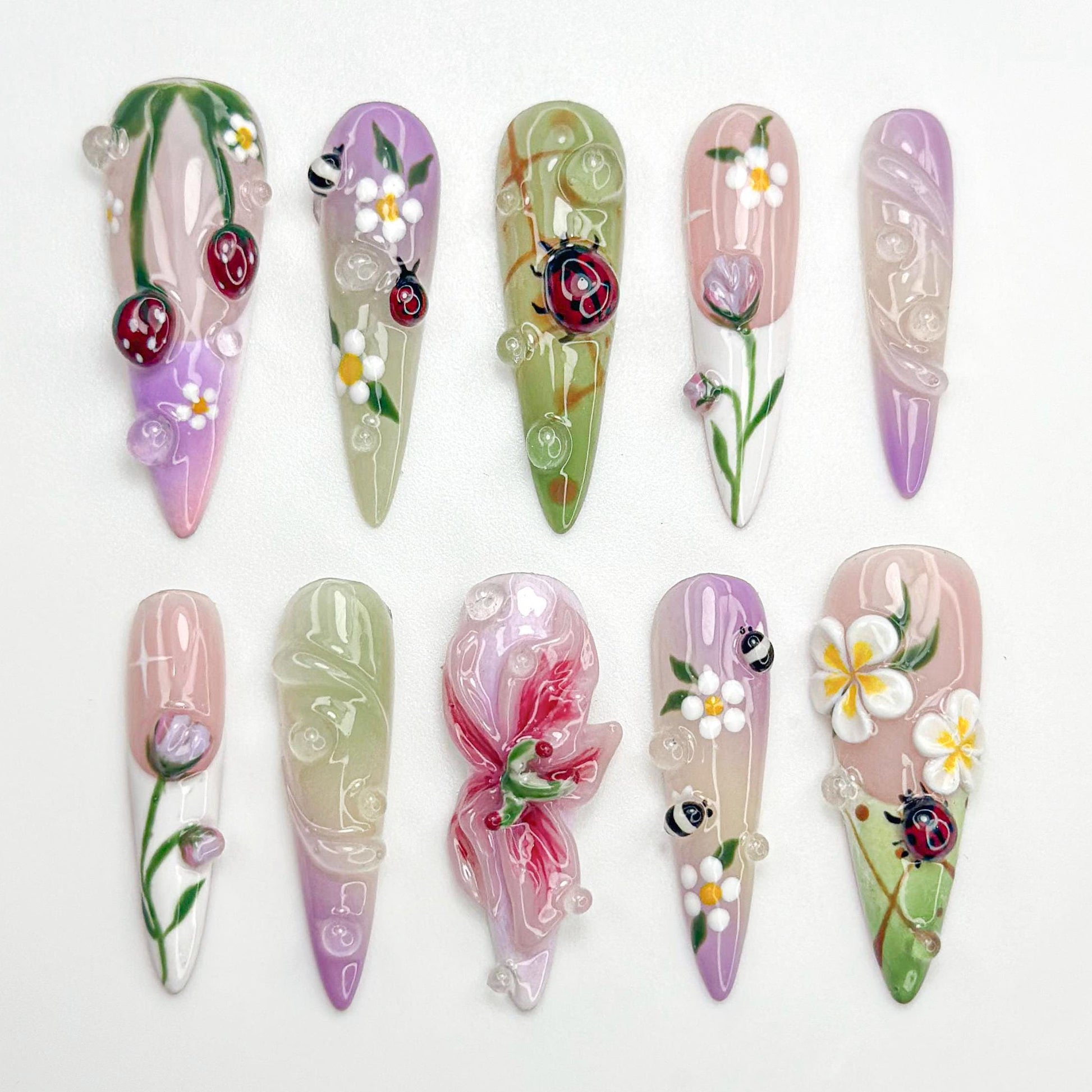 Stunning 3D Floral Nail Art Set - Elegant & Unique