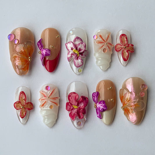 Stunning Floral 3D Nail Art Set - Elegant Design
