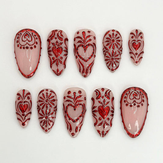 Stunning Red Heart Nail Art Set 