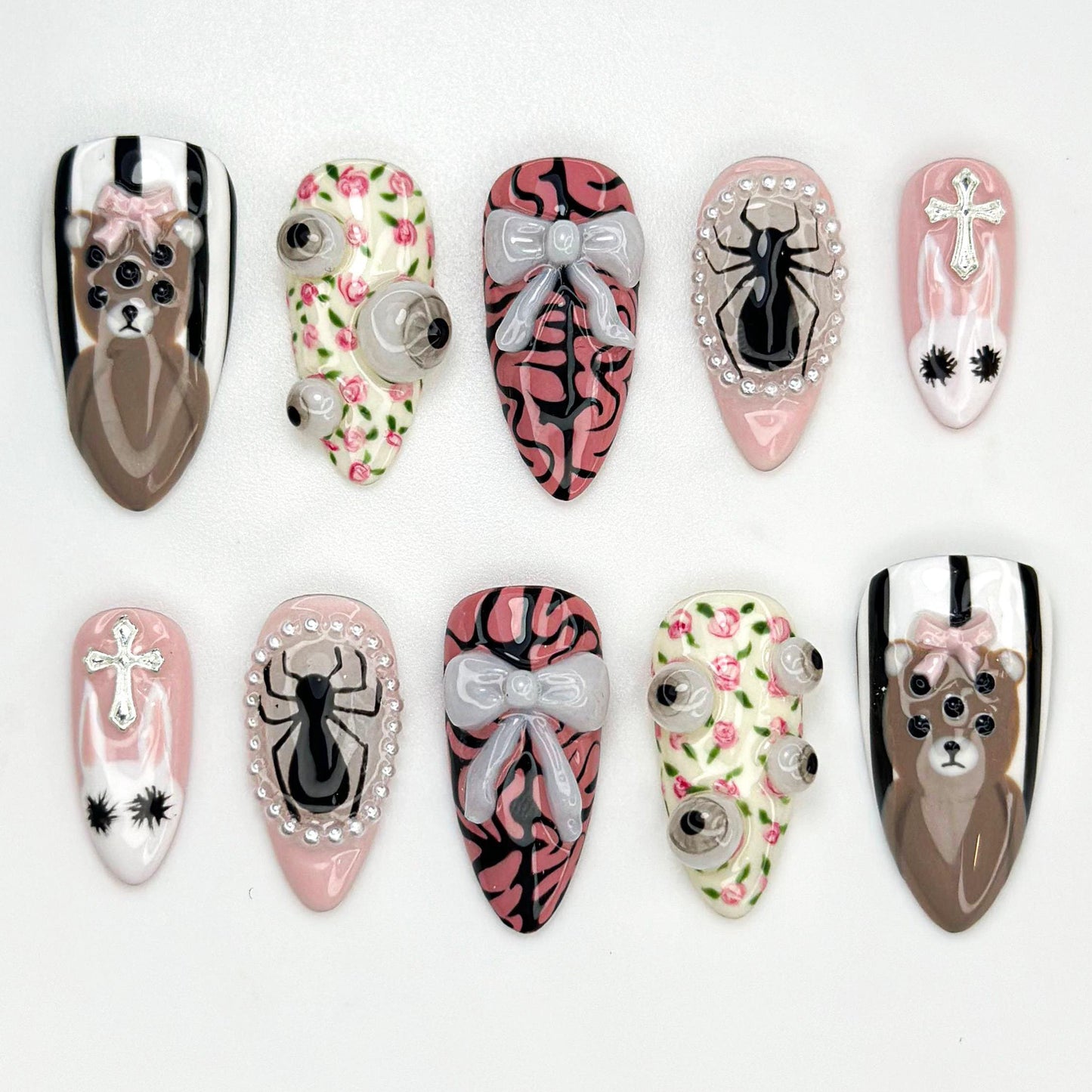 Stunning Sailor Moon Floral Nail Art Set - Elegant, Sparkling, Unique Design