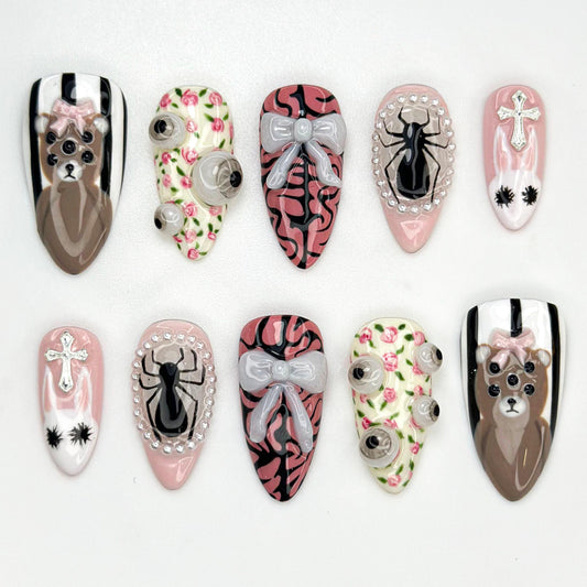 Stunning Sailor Moon Floral Nail Art Set - Elegant, Sparkling, Unique Design