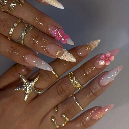 Stunning Seashell Floral Nail Art Set