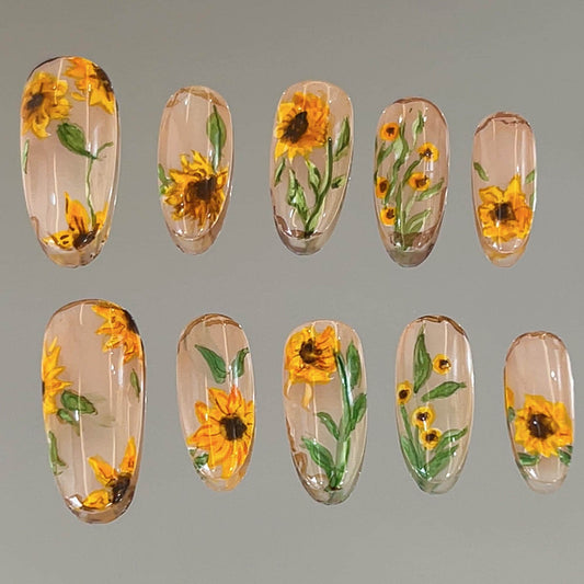 Stunning Sunflower Nail Art Set - 10 Pcs