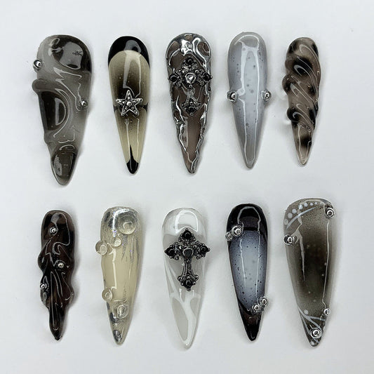 Stylish 3D Marble Nail Art Set - Unique & Trendy Design