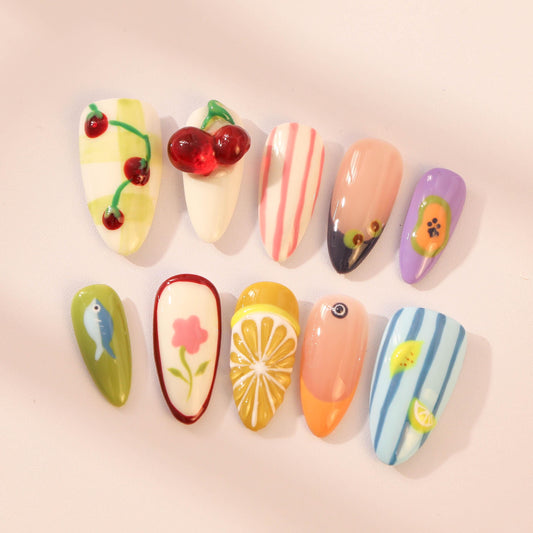 Summer Bliss Press-On Nails with Sunny Joy.