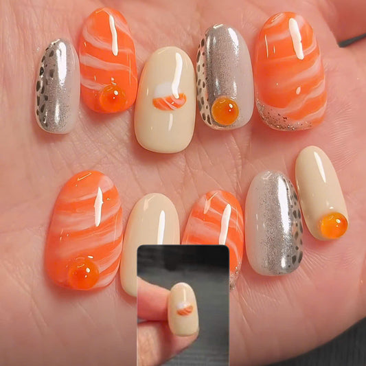 Sushi-Inspired Press On Nail Art Set