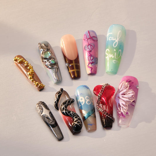 Taylor Swift The Eras Tour Inspired Press-On Nails with Timeless Flair.