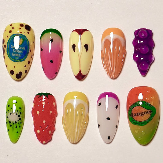 Tropical Fruit Mix Press On Nails Set