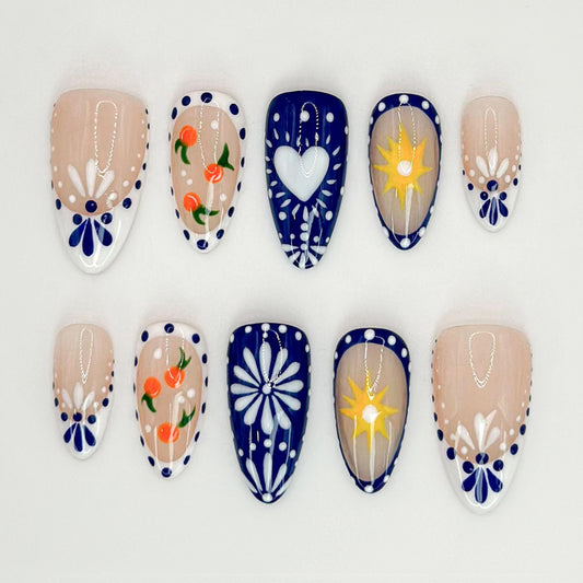 Unique Floral Press-On Nails