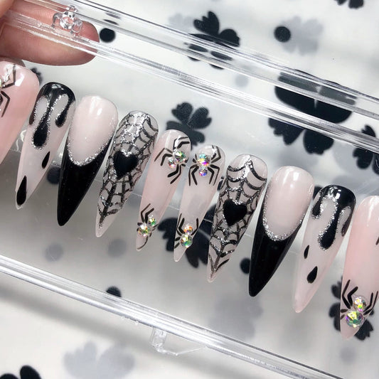 Unique Spider Web Halloween Press On Nail Set