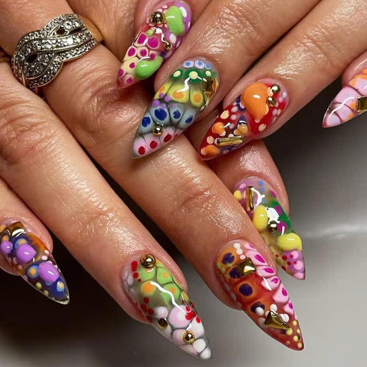 Vibrant 3D Abstract Press On Nails 