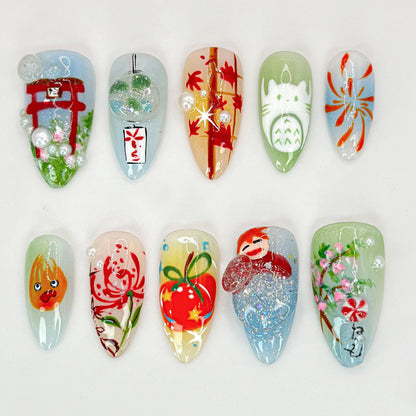 Vibrant 3D Anime Press-On Nails