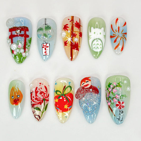 Vibrant 3D Anime Press-On Nails