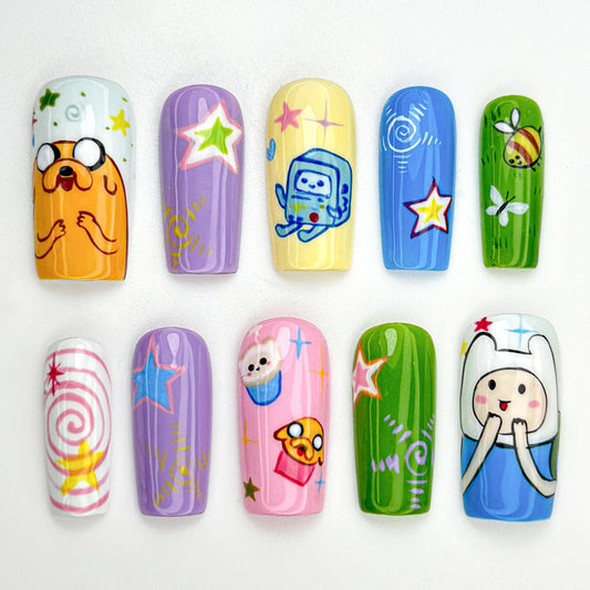Vibrant Adventure Time Nail Art - Unique Designs