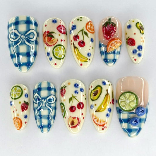 Vibrant Fruit Nail Art Set - Trendy 3D Design