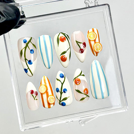 Vibrant Summer Fruit Press On Nails
