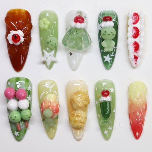 Whimsical 3D Dessert Holiday Press On Nails