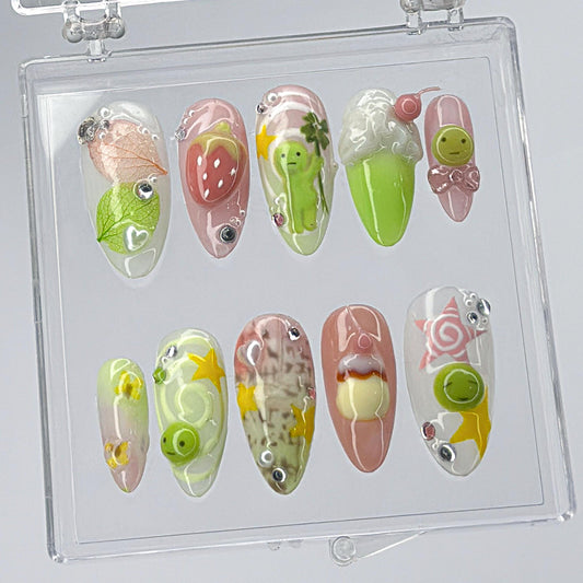 Whimsical Garden Press On Nails