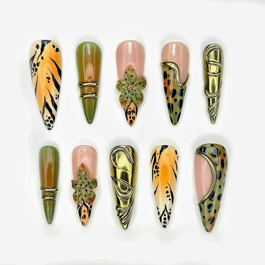 Wild Safari Glam Press On Nails - Wild Safari Leopard Print Nail Set