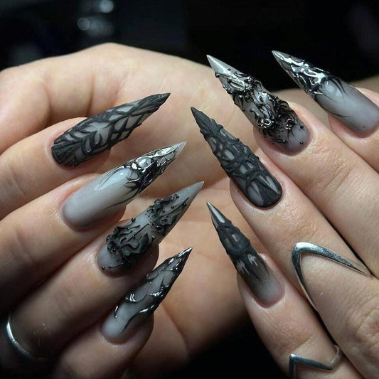Witchcore Gothic Press On Nails -  Witchcore Gothic Black Claw Nails