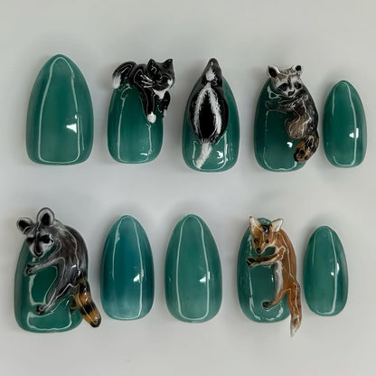 Woodland Animal 3D Press On Nails