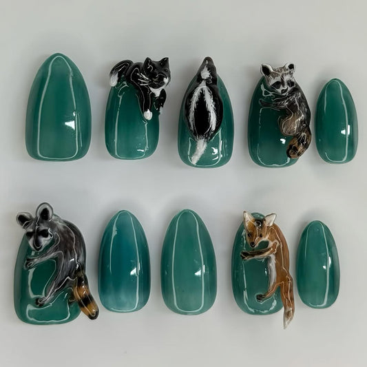 Woodland Animal 3D Press On Nails