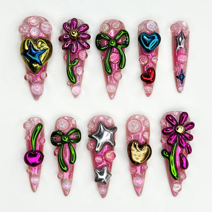 Y2K Pink Bubble Kawaii Press On Nails