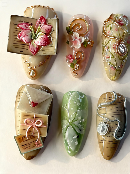 Vintage Botanical Storybook Press On Nails Set