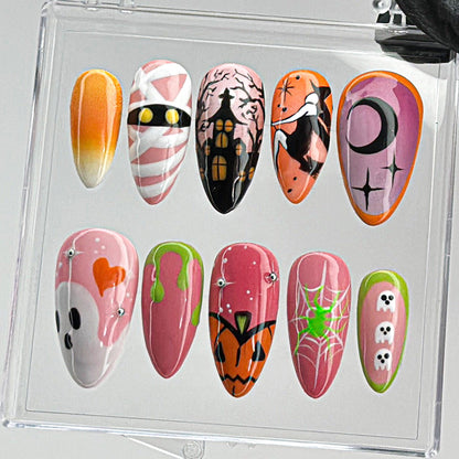 Custom Halloween Press On Nails - Haunted Halloween Spooky Press On Nails