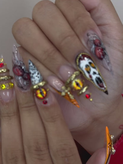Handcrafted Alien Eye Angel Gothic Abstract Press On Nails