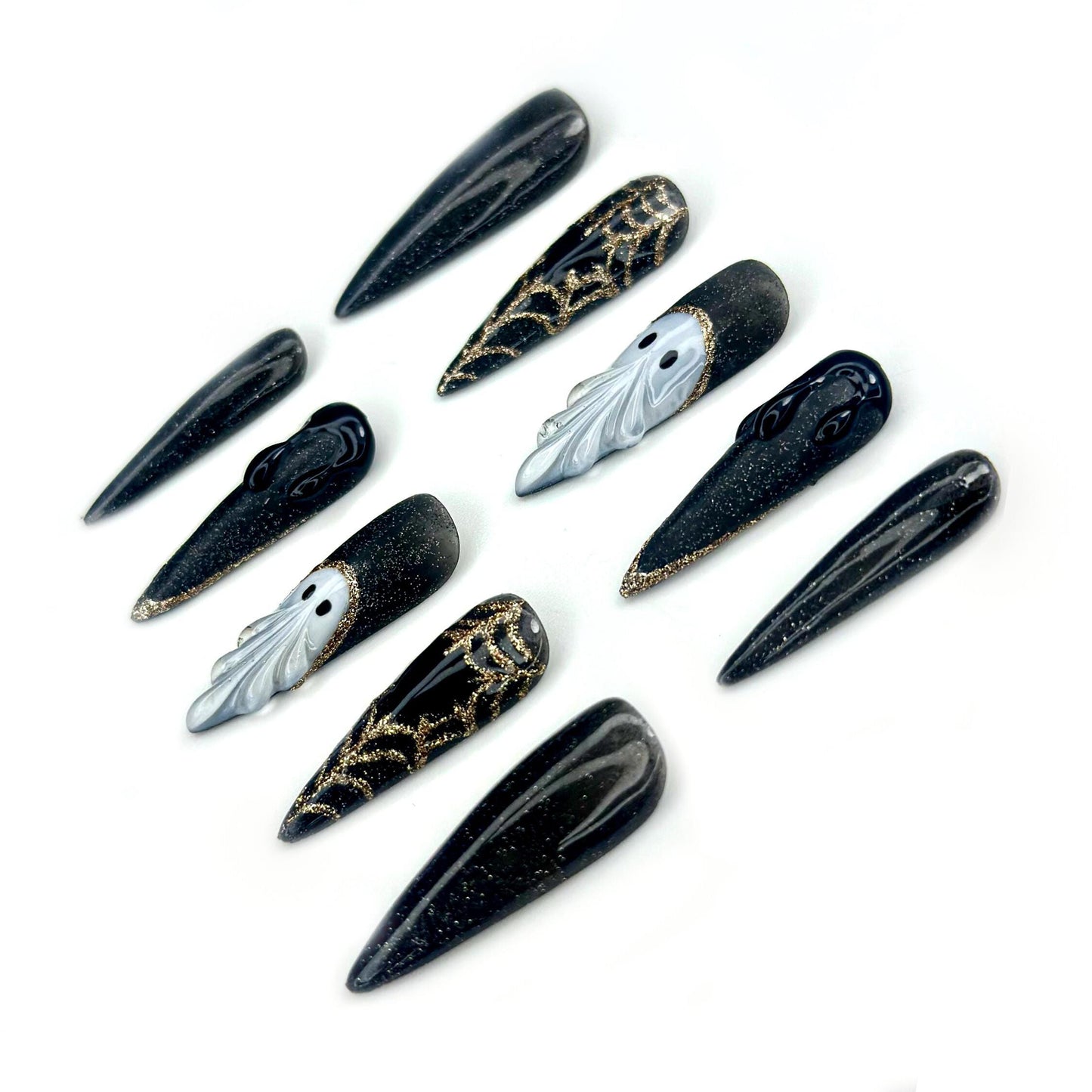 Midnight Phantom Press On Nails -Black Gothic Ghost Press On Nails
