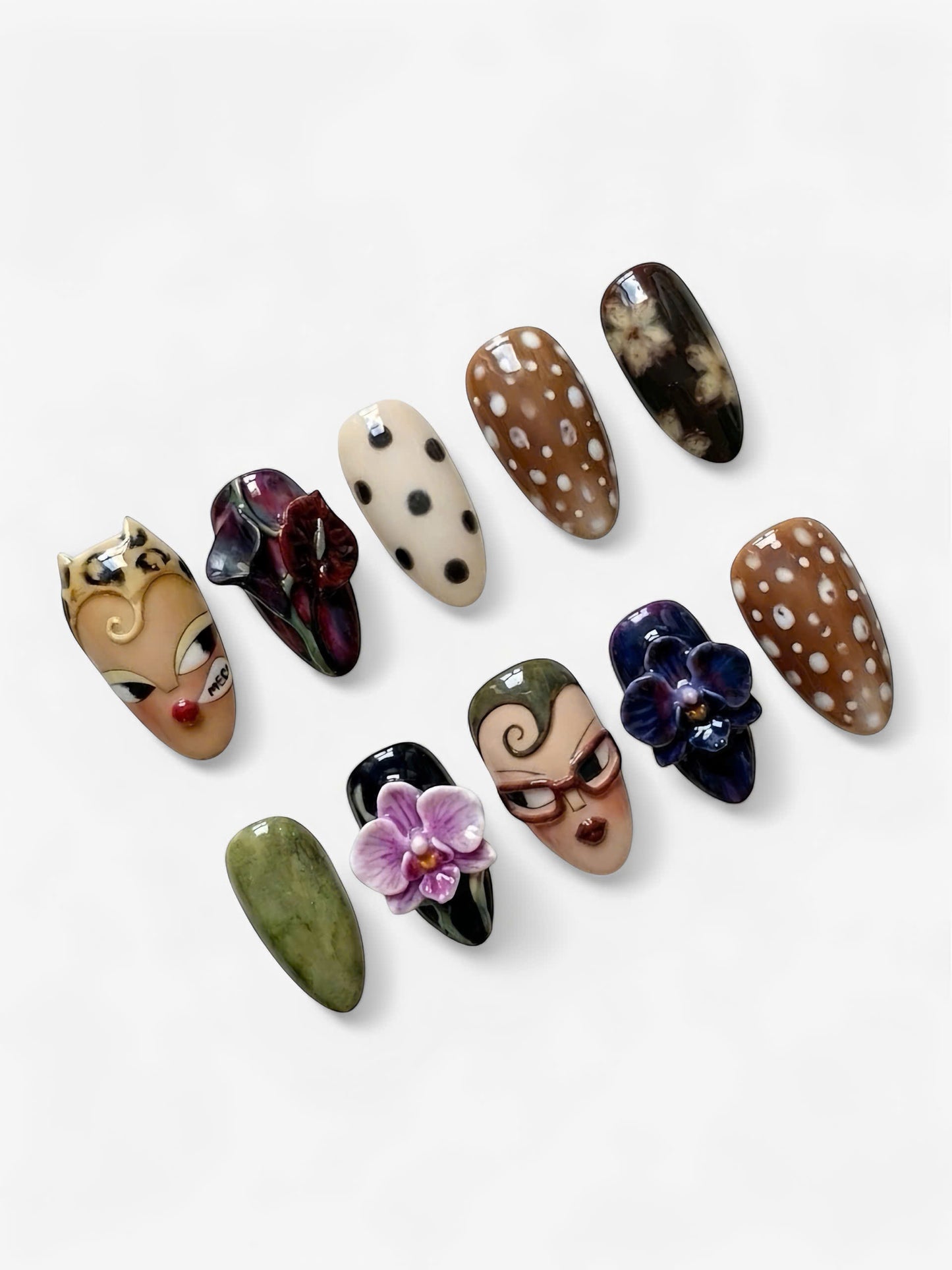 Fantasy Nature Face Art Press On Nails Set